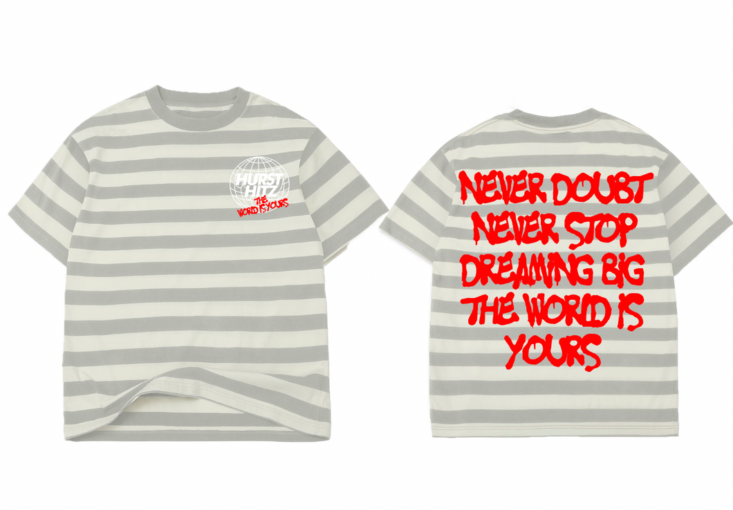 **PRE ORDER** Hurst Hitz Grey Striped Oversize Box Short Sleeve Tee